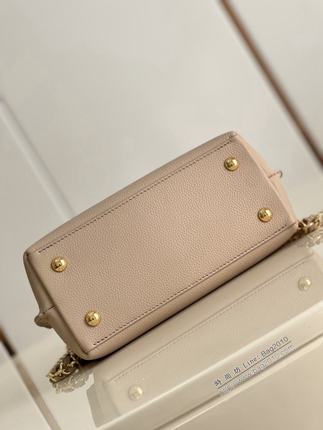 LV專櫃2023新款Lockme Ever迷你手袋 M21088灰褐色 路易威登全皮手提女包 dn1380